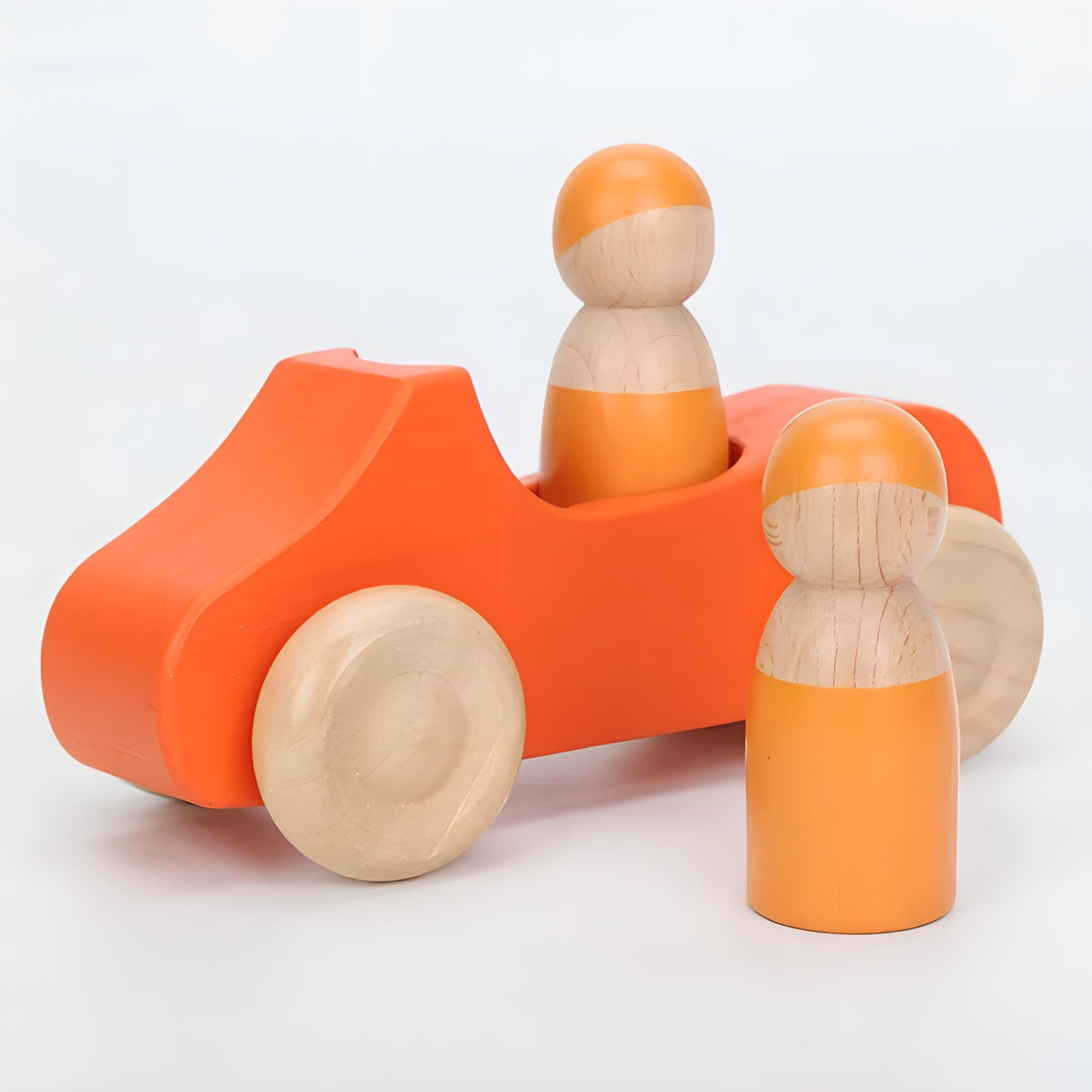 Wooden Rainbow People and Colorful Car Set