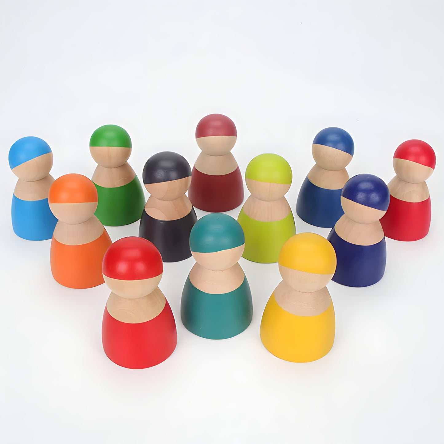 Wooden Rainbow People and Colorful Car Set