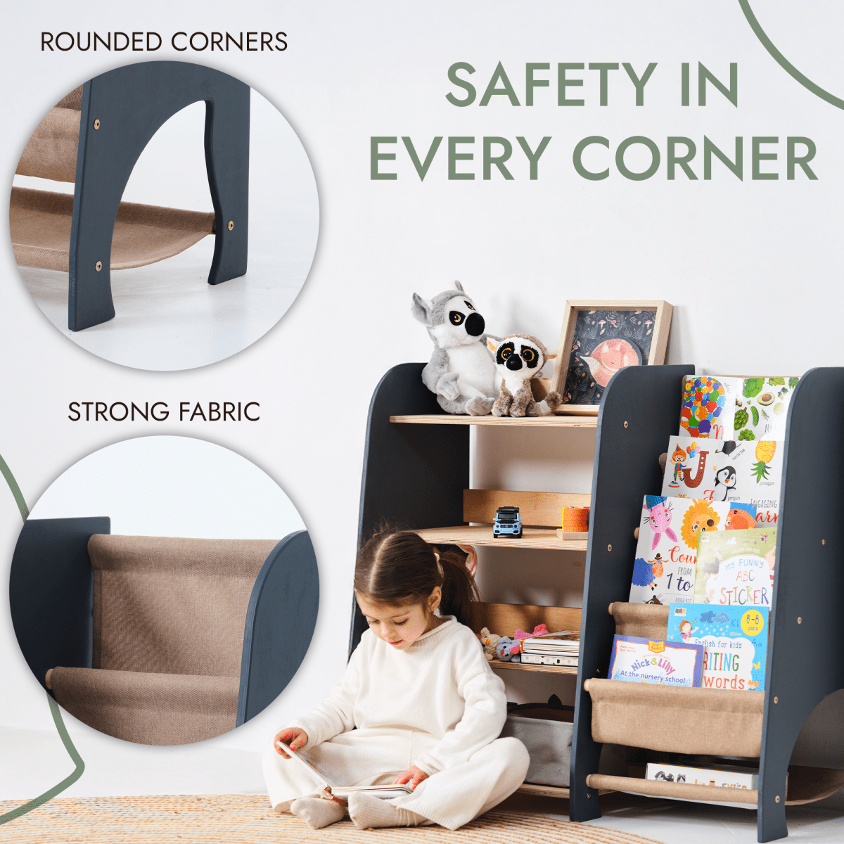 2-in-1 Montessori Bookshelf & Toy Shelf