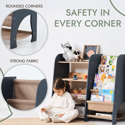 2-in-1 Montessori Bookshelf & Toy Shelf