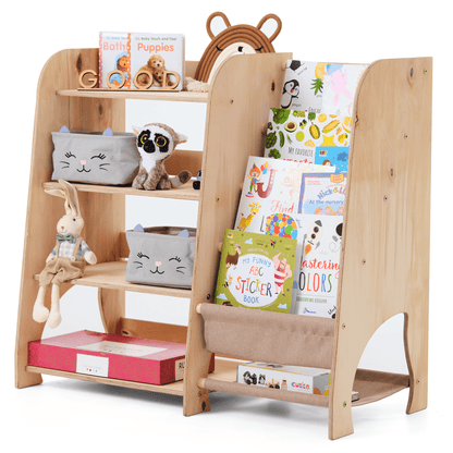 2-in-1 Montessori Bookshelf & Toy Shelf