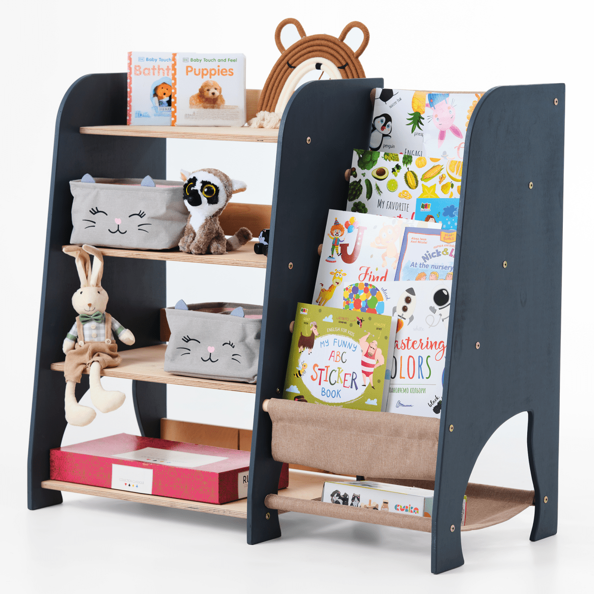 2-in-1 Montessori Bookshelf & Toy Shelf