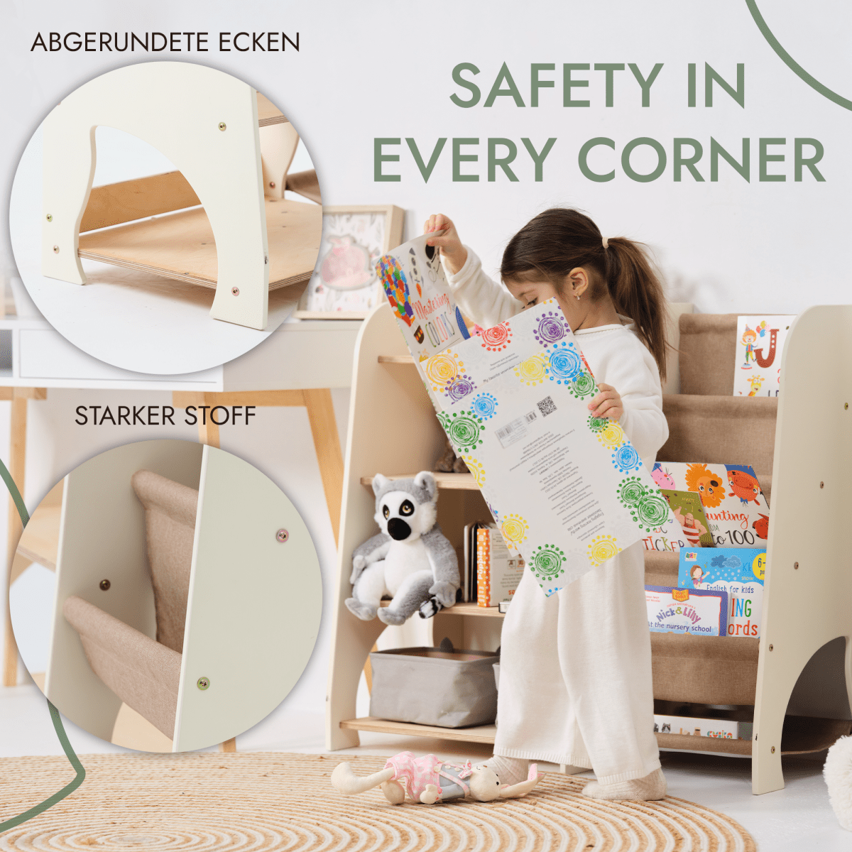 2-in-1 Montessori Bookshelf & Toy Shelf