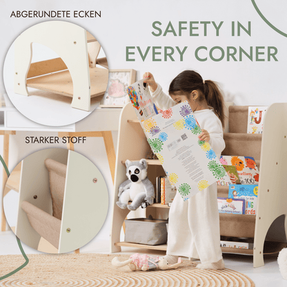 2-in-1 Montessori Bookshelf & Toy Shelf